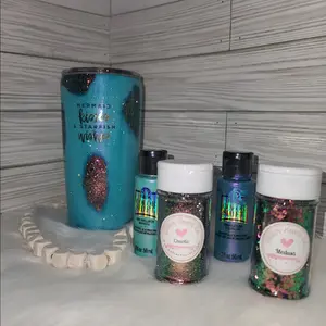 20oz Tappered Blue Mermaid Geod Seahorse Tumbler