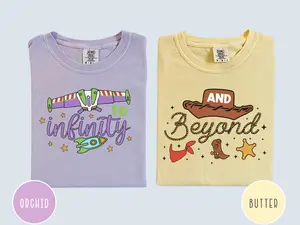 To Infinity And Beyond Couple Matching Comfort Color 100% Cotton Shirt, His and Her Matching Tee, Holiday Land Shirt