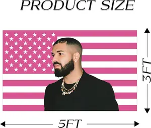 3x5 Ft Drake America Flags with Brass Grommets for College Dorm Room Decor, Pink Drake Flags with Vivid Color for Indoor Outdoor Decorations