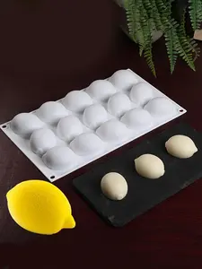 New 15-Cavity Lemon Mousse Cake Silicone Mold, Realistic Fruit French Dessert Chocolate Treats Baking Tool, High-Quality Bakeware