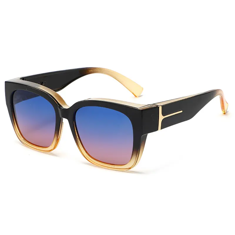 Glossy Dark Brown Frame, Blue-Top Pink-Bottom Lenses