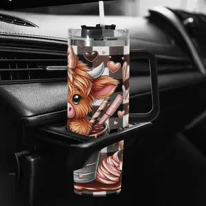 40oz Stainless Steel Vacuum Insulated Tumbler, 1 Count Cute Highland Cow Pattern Insulated Water Bottle, Travel Accessories, Summer Cool Bottle, Drinking Cup for Home Office School, Insulated Travel Drinkware #GLOBAL PICKS Coffee Thermos Mug