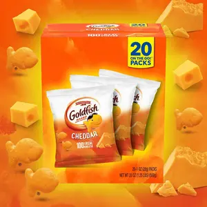 Goldfish Cheddar Cheese Crackers, Baked Snack Crackers, 1 oz On-the-Go Snack Packs, 20 Count Box