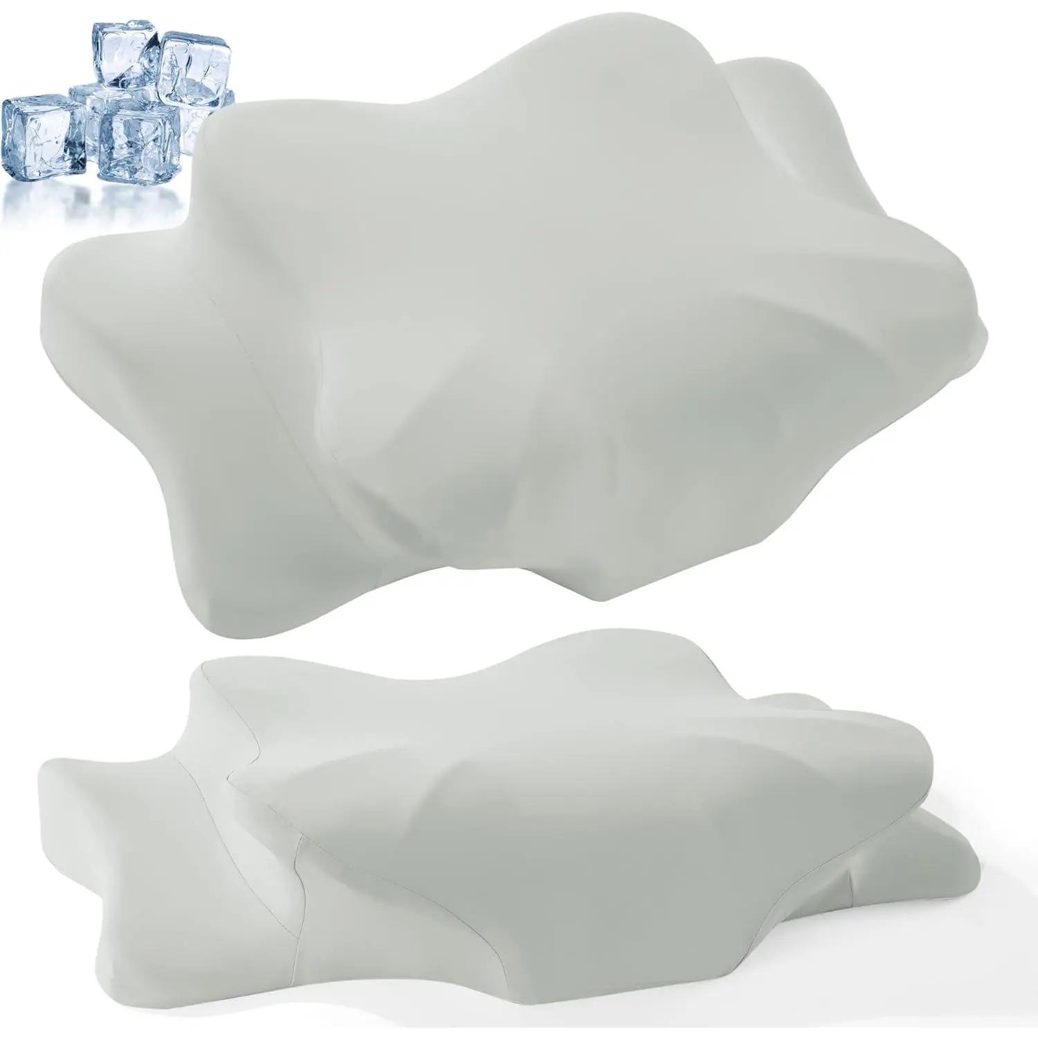 2-Pack Nylon-Spandex Cooling Cervical Pillowcases (Pillowcases Only), Zippered Butterfly-Shaped Contour Covers for Side, Back Sleepers
