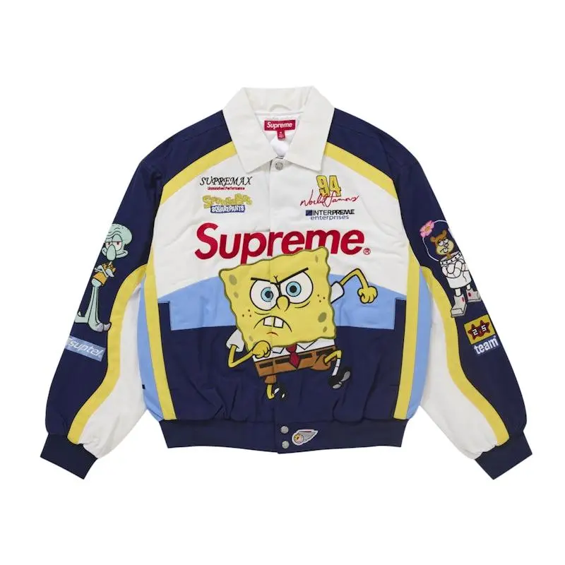 Supreme Men's SpongeBob SquarePants Jeff Hamilton Racing Jacket White, from StockX