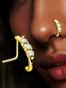 A Triple-Arc Nose Stud Made of S925 Silver, Set with Synthetic Zirconia, Featuring a Unique Design That Embodies Vintage Style with Elegant Simplicity. Suitable for Various Occasions, Perfect Gift for Women And Is Hypoallergenic, Nose Piercing Jewelry