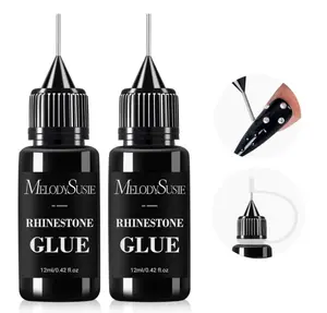 MelodySusie 2Pcs Nail Rhinestone Glue, 3D Gel Nail Art Design Strong Adhesive Nail Gem Glue for Nail Charms Gems Jewelry Decoration DIY Manicured at Home Cured Need Beauty Gifts for Women