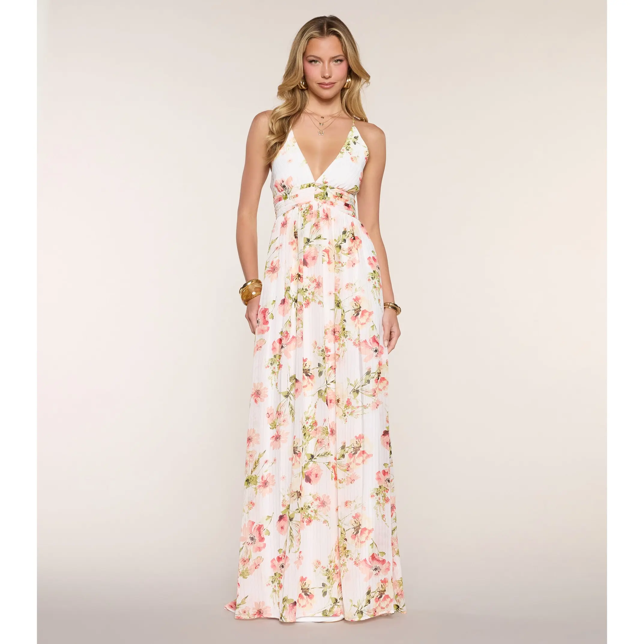 May Floral Chiffon A-Line Formal Dress