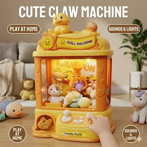 Claw Machine for Kids, Mini Vending Machine for Girls with Toys, Candy Grabber Prize Dispenser with Sound & 10 Mini Plush Toys, Electronic Arcade Game—Indoor Toy for Home Parties and Birthday Gifts