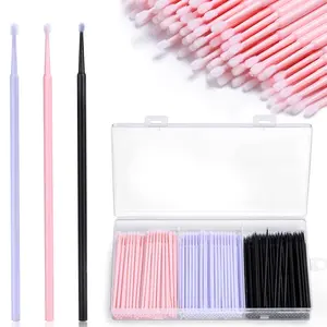 300pcs Disposable Micro Applicators brushes,JASSINS Eyelash Extensions Microfiber Wands Applicator Brush,False Eyelashes Brush Clean Mascara swabs(2.0 mm With Container) springtok