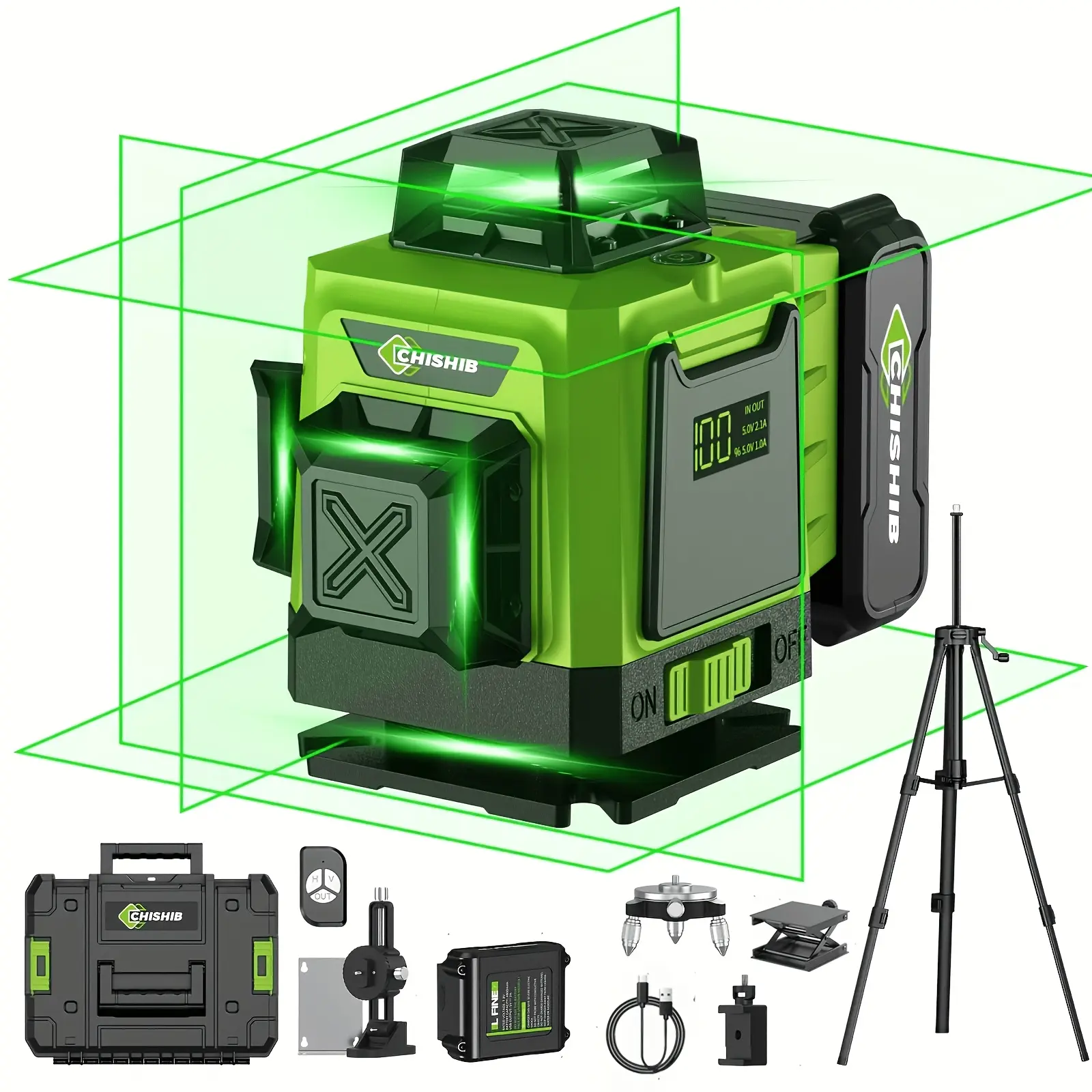 Laser Level, 4x360° Laser Level With Tripod, Auto LevelingLaser Level 4D Green Laser Level 16 Lines Laser Level 360Degree Auto Leveling For Construction, Hanging Pictures,Laying Floors, Decoration.
