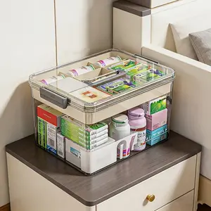 Multi-Use Clear Storage Box with Dividers, Airtight Medicine Organizer for Snacks, Crafts & First Aid