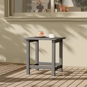 HDPE Adirondack Square Outdoor Side Table,Weather Resistant & Easy Assembly Patio End Tables,Durable Small Patio Table for Beach,Pool,Garden,Gray