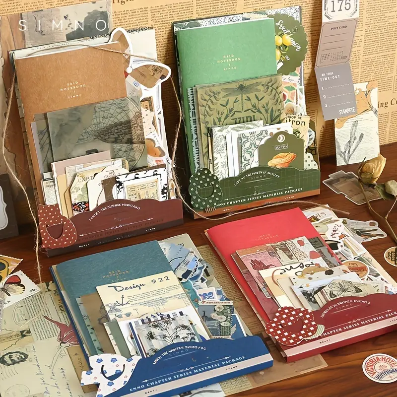 86pcs Vintage Style Scrapbook Set With Quote Stickers, Paper, Inner Booklet - Perfect For Bullet Journals, Planners And Craft Collages, Scrapbook Paper Tags Sticker Set Scrapbook Collage Magazine Supplies Note Materials Set