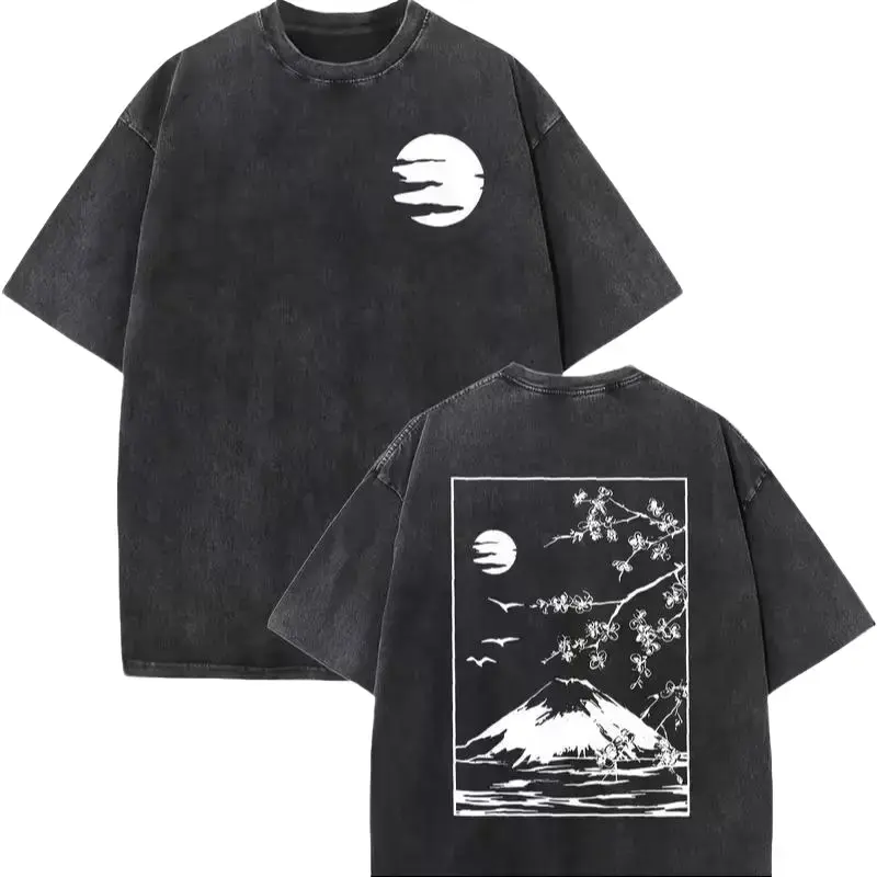 ️ Mount Fuji Cherry Blossom Washed Tee | Japanese Aesthetic