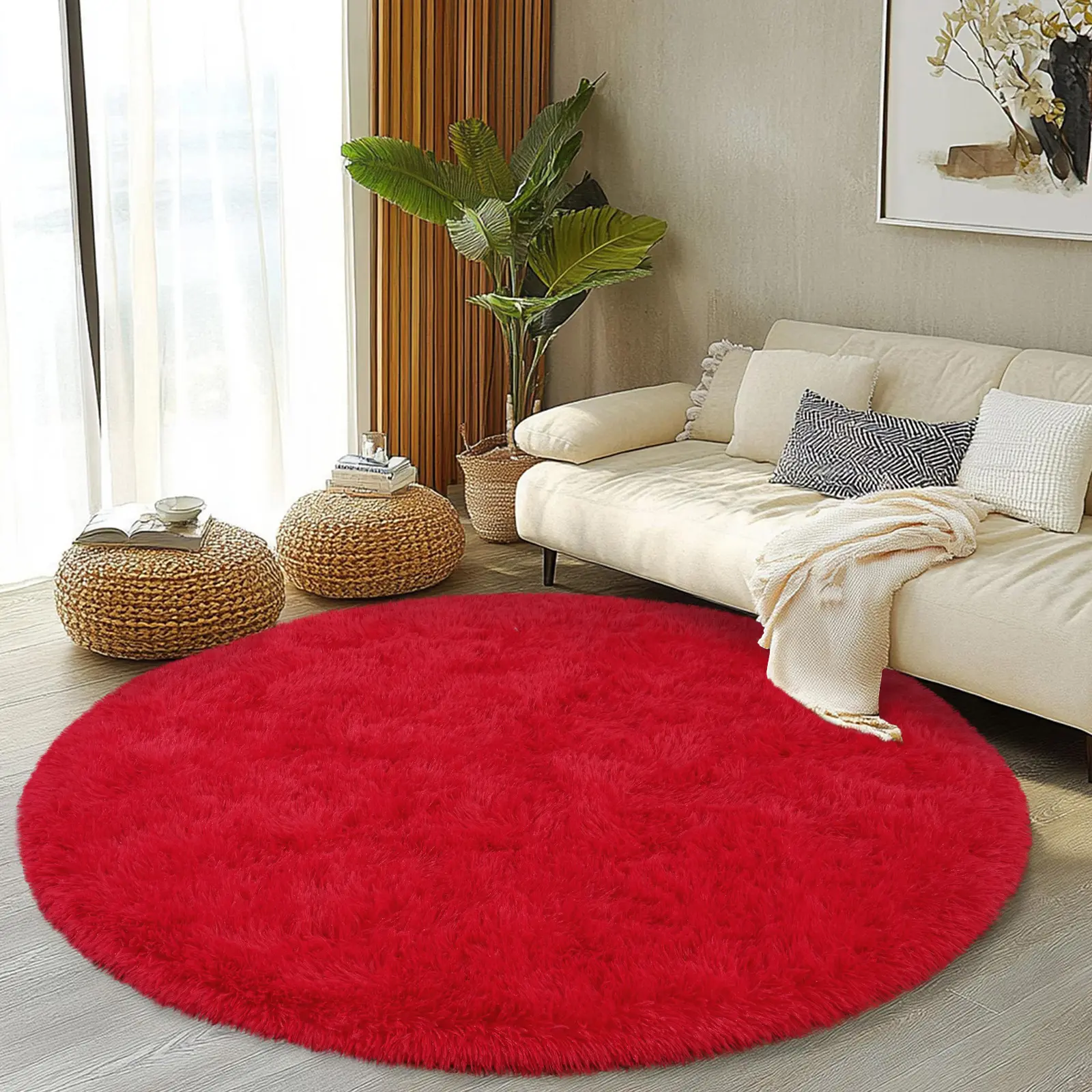 【Summer wins】MUGORN Round Fluffy Rug - Super Soft Circle Rug for Kids Room - Shaggy Circular Rug for Nursery Fuzzy Plush Rug for Teen's - Furry Carpet for Boys Girls Room,summerwins