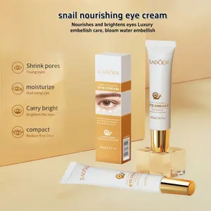 SADOER Snail Eye Cream — with snail secretion filtrate to deeply moisturize, repair the eye barrier & reduce fine lines. Targets puffiness, dark circles and dryness for visibly smoother, revitalized eye contour. Hydrating Moisturizing Eye Brightener