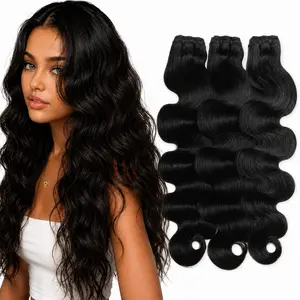 Real Human Hair Bundles Deals, Natural Black Straight Hair Extensions for Women, Soft Texture, Full Ends