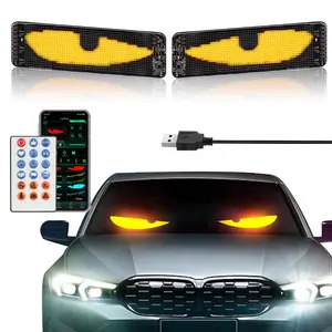 Car Devil Eye LED Light, USB Powered Animated Eye LED Matrix Panel, Flex LED Display for Car, LED Sign for Car, Suitable for Windows of Cars and Jeep Trucks, Car Light Embellishments