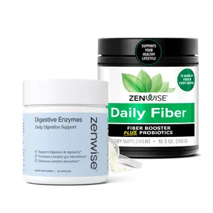 Zenwise Gut Health Bundle – Daily Fiber + Digestive Enzymes - Gut Health, Regularity & Bloating Relief - Clinically Studied Blend for Natural Wellness Support