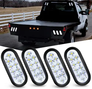 Nilight 6" Oval LED Trailer Tail Lights 10 LED w/Flush Mount Grommets Plugs Stop Turn Tail Reverse Back Up Trailer Lights for RV Truck Jeep (TL-25)