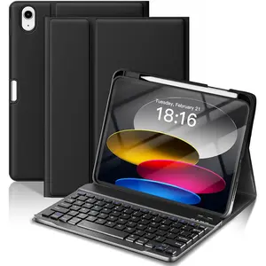 for iPad 11th 10th Generation Case with Keyboard,   Detachable Folio case with Pencil Holder, Keyboard for iPad 11th(A16,2025) & ipad 10th Generation(2022) - Black
