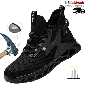 Work Safety Shoes For Men Breathable Work Sneakers Steel Toe Shoes Anti-puncture Safety Protective Shoes Men Indestructible Shoes High quality texture work hiking boots sneakers stylish Mesh