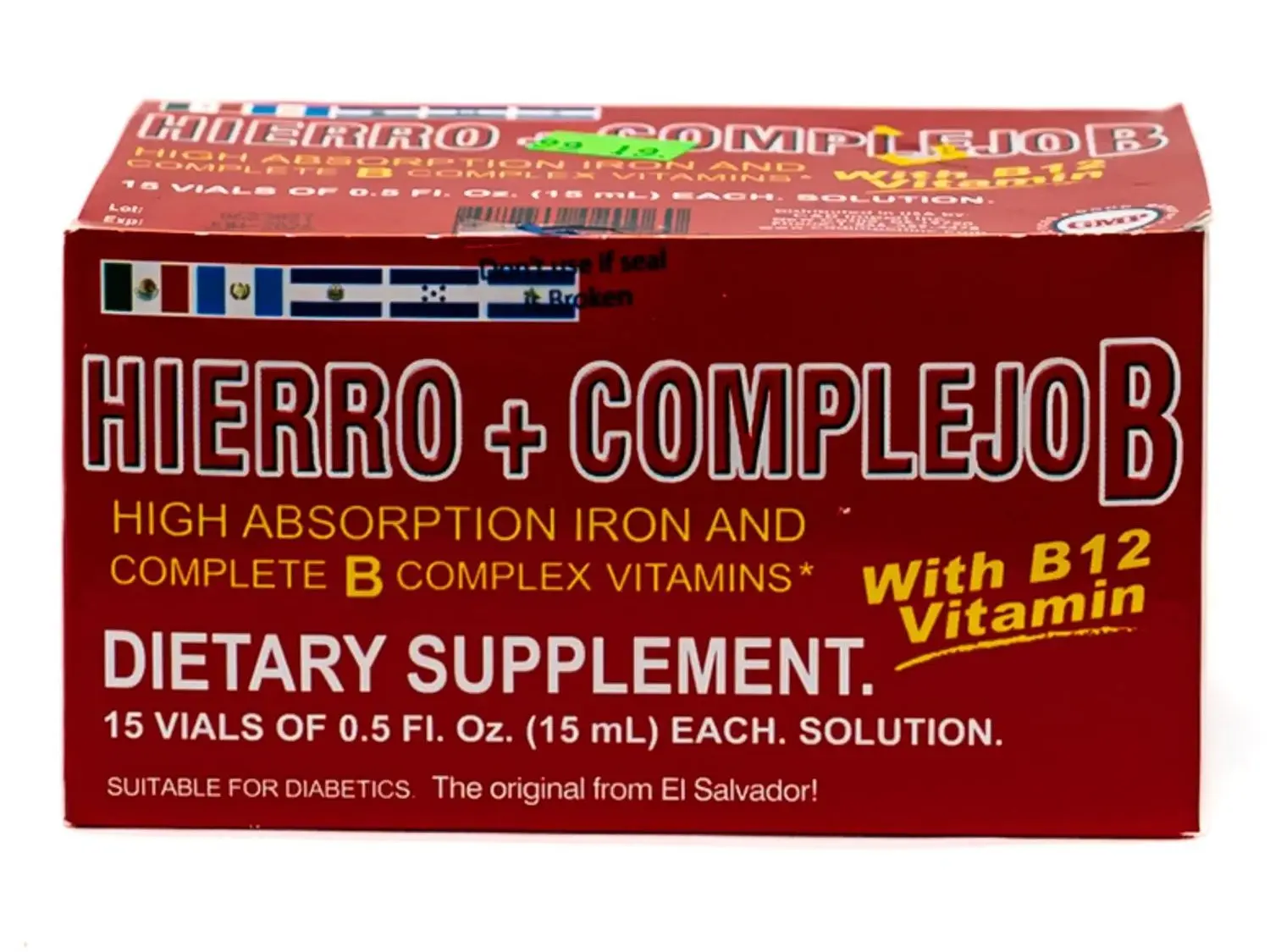 Edible Iron + B Complex Liquid Daily Vitamin Supplement - 15 Individual 15mL Packs, High-Absorbent Support with Vitamin C,B1,B2,B3,B6,B12,Folic Acid for Adult Healthcare Needs