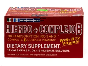 Iron + B Complex Dietary Supp. – 15 Individual 15 mL Vials, High-Absorption Vitamin & Mineral Wellness Supplement for Daily Nutritional Support, Individual Vials