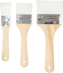 Set of 3 Chip Paint Brushes with Synthetic Bristles for Priming Painting, Varnishing, Wood, Walls, Painting