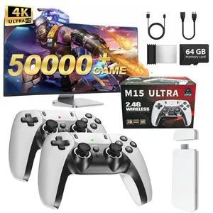 M15 ULTRA 4K gaming stick video game console with 128GB built-in 50000 game retro handheld game console, equipped with dual wireless game controllers