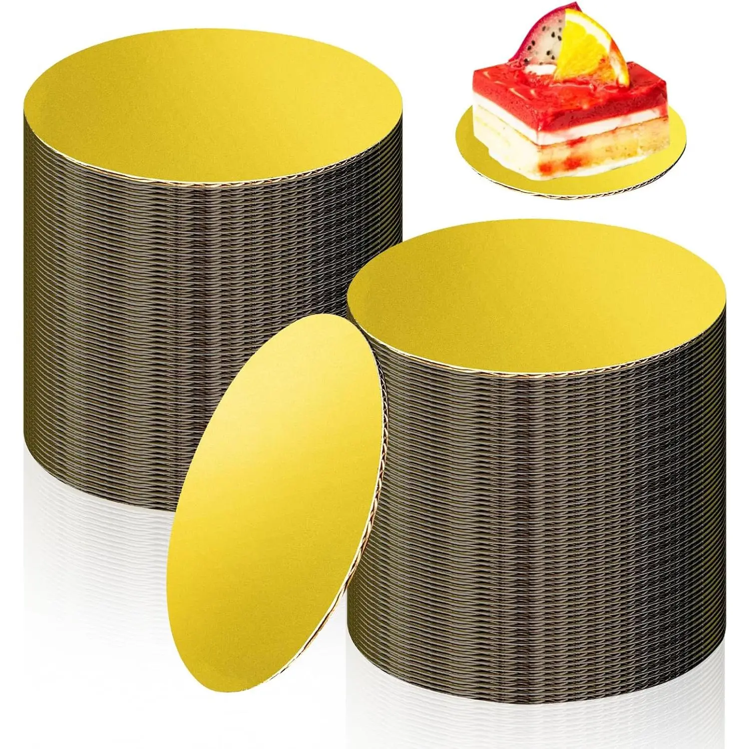 120 Pcs 5 Inch Round Cake Boards - Gold Grease Proof Pastry Boards for Cake Baking