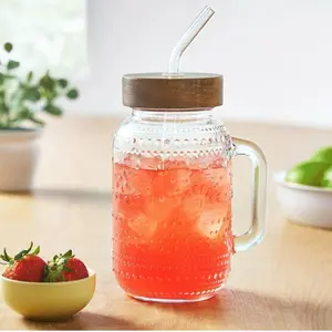 32oz Vintage Glass Cup with Handle Bamboo Lids & Straws Glass Tumbler for Hot Cold Drinks Floral Garden Theme All Occasions Mug Bottles with Handle Lid & Straw