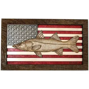 Wall Art - Snook American Flag 3D Wood Art