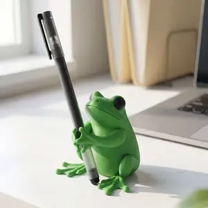 Cute Frog Pen Holder, 3D Design Office Decor, Fun Stationery Organizer, Ideal for Gamers, Writers, Frog Lovers
