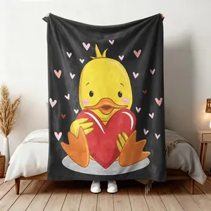 Cute Duck Pattern Plush Blanket, Soft Throw Blanket, Soft Comfortable Touch, Home Decor, Suitable for Sofa Office Travel Camping, Essential Household Item