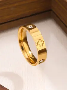 Fashion Luxury Four-Leaf Clover Diamond Titanium Steel Ring, Wedding Promise Rings, Colorfast Design, Stylish Finger Ring for Women, Elegant Jewelry Accessory