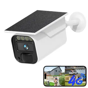 4G LTE Cellular Security Camera with Integrated Solar Panel, No WiFi Needed Security Cameras Outdoor Built-in eSIM, 2K Wireless Off-Grid Cam Without Internet, Color Night Vision, 2 Way Audio