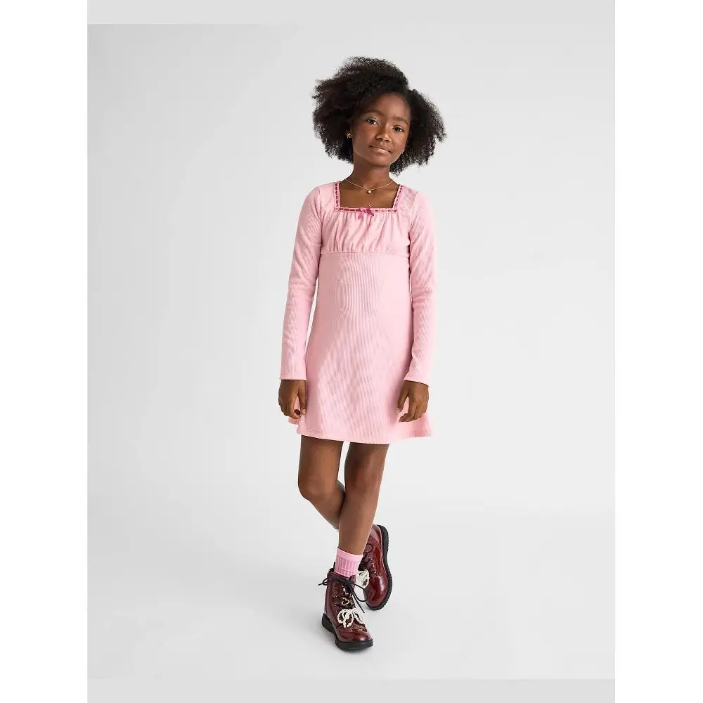 The Children's Place Girls Long Sleeve Sueded Rib Shift Dress Pink L (10/12)