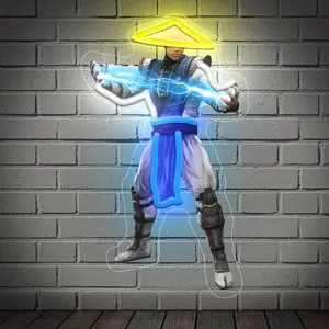 1 PC Wall-Mounted Thunder Warrior Acrylic Carved Neon Light | Home Lighting, USB Powered Dimmable, Perfect for Gaming Rooms, Parties, Home Bars, Bithday Gifts, Valentine's Day, Halloween, Christmas, Outdoor Themed Restaurants, etc.