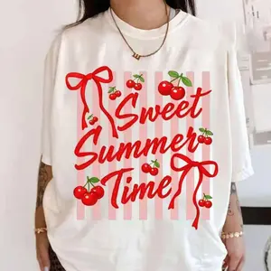 Sweet Summer Time Shirt, Cherry Coquette T-Shirt, Cute Summer Shirt, Girls  Summer Vacation Girls Shirt K