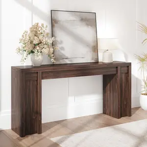 Garvee 70.9-Inch Wooden Farmhouse Entryway Console Table, Thick Sofa Table for Behind Couch, Long Design for Entryway and Living Room, Available in Walnut, Cherry, and Gray Finishes