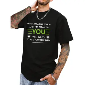 Men's Casual Slogan T-Shirt – Trendy Funny Prints, Machine Washable with Comfortable Fit