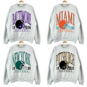 Vintage All Teams Football Ash Grey Sweatshirt, Big Name City Sweatshirt, Football Fan, Cotton Long Sleeve Outfits For Men & Women Sport Graphic Sweater