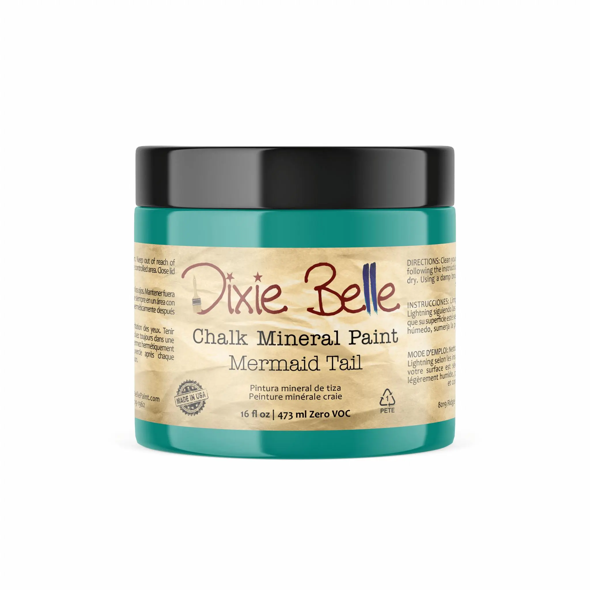 Dixie Belle Paint Company Chalk Finish Furniture Paint | Mermaid Tail (16oz) | Matte Aqua Green Chic Chalk Mineral Paint | DIY Furniture Paint | Made in the USA