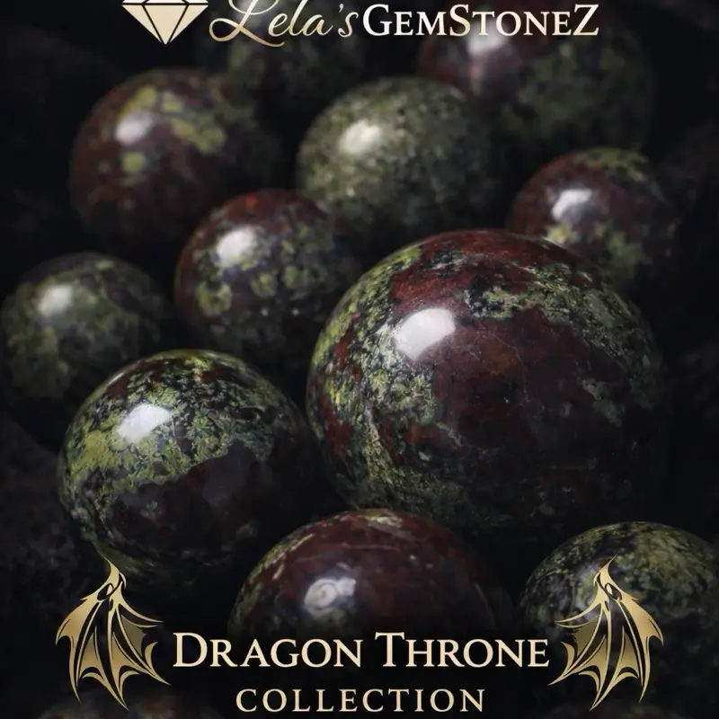 Lela's GemStoneZ Dragon Blood Jasper Mini Sphere Dragon Guardian Stone Protection Strength Madagascar Authentic Red Jasper & Green Epidote energy crystal for sale