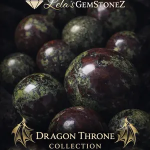 Lela's GemStoneZ Dragon Blood Jasper Mini Sphere Dragon Guardian Stone Protection Strength Madagascar Authentic Red Jasper & Green Epidote energy crystal for sale