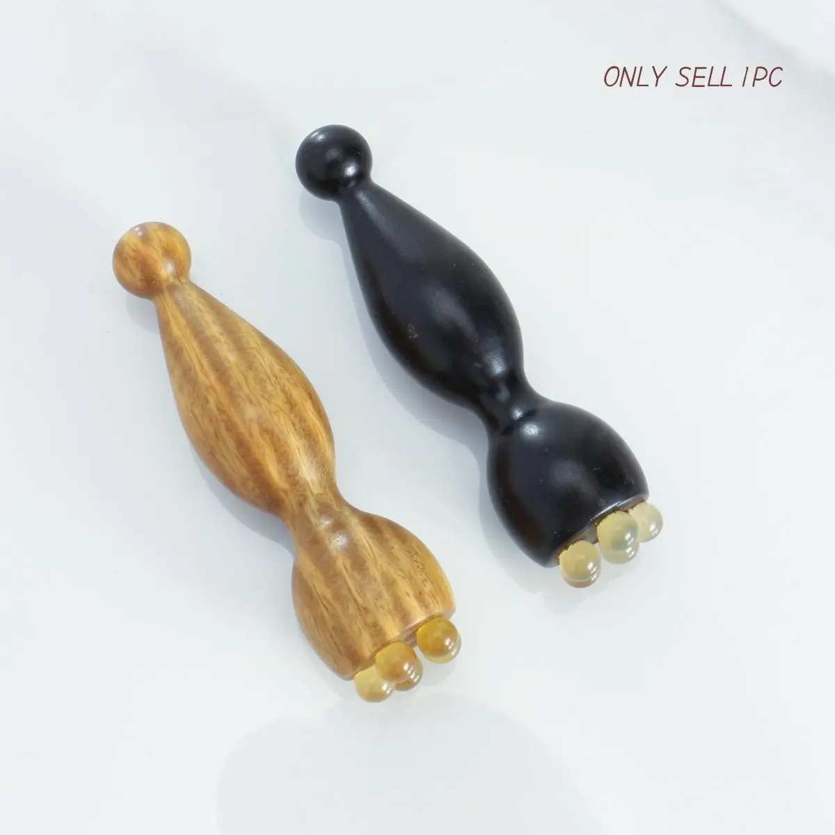 1pc Sandalwood Heart Facial Lifting Massage Stick, Lamb Horn Massage Beads, Portable Skincare Tool, Beauty Instrument, Skin Smoothing Tool, Facial Beauty Massagers