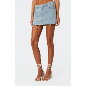 Edikted Women's Jessie Low Rise Denim Skirt - Multicolor