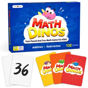 rokt&razo Math Dinos Card Game for Kids 5+, Fast-Paced Addition, Subtraction, Multiplication & Division, STEM Mental Math Game with Adjustable Difficulty, Perfect for Homeschool & Stocking Stuffers